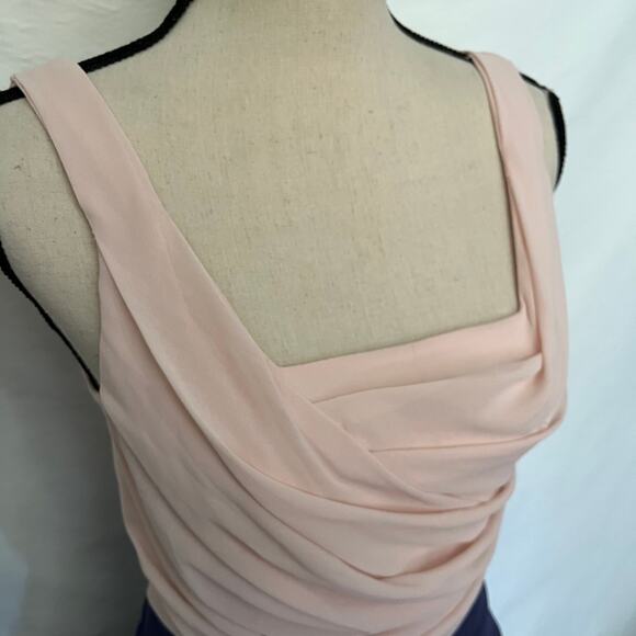Express Color Block Sheath Dress Size 4 Pink Purple Square Neck Chiffon Fairy - Picture 3 of 15